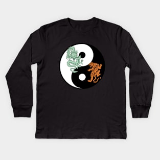 Tiger and Dragon Yin Yang Kids Long Sleeve T-Shirt